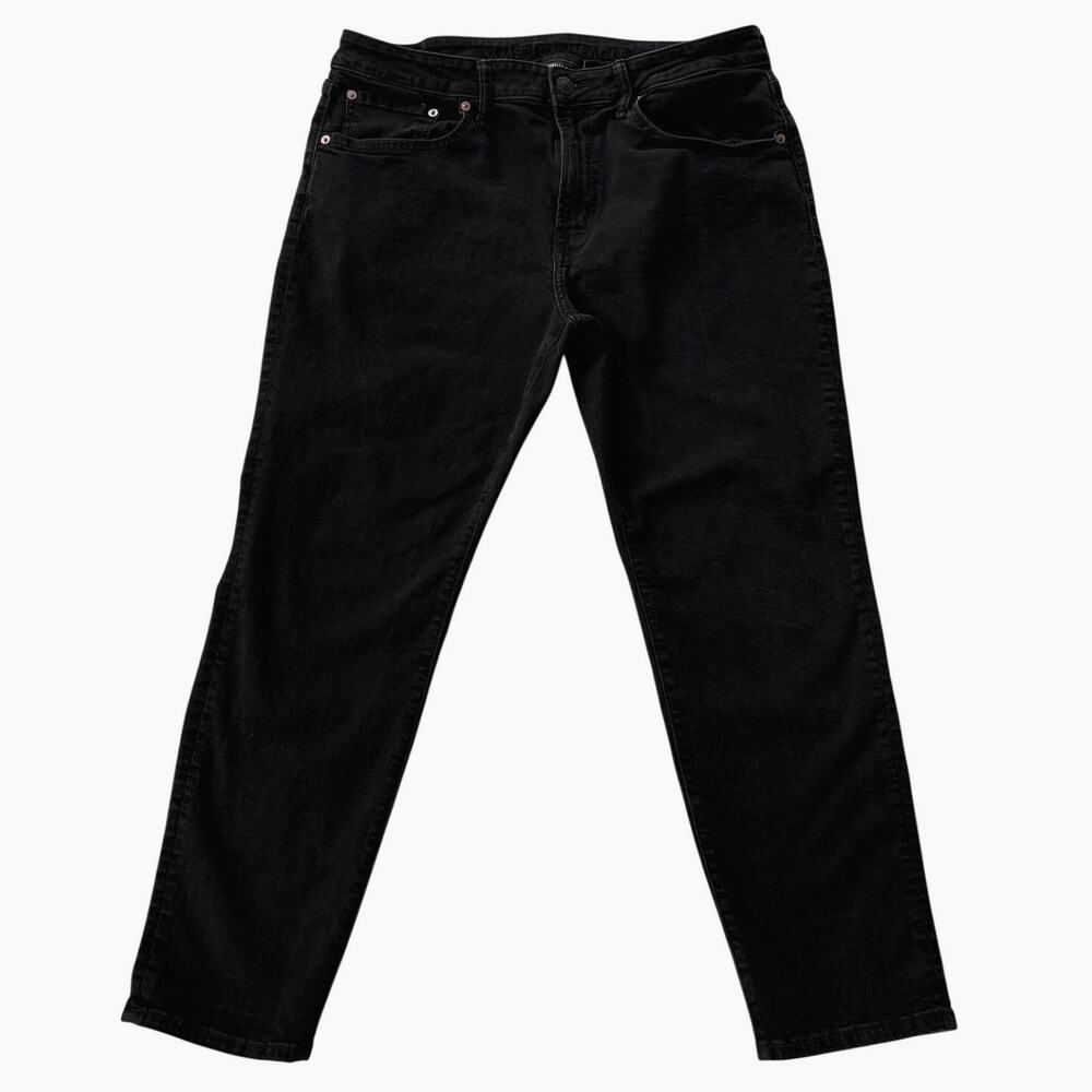 American Eagle Jeans Mens Sz 36x30 Black Athletic Stretch Distressed Goth Grunge